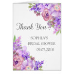 Rustic Purple Floral Bridal Shower Thank You Card