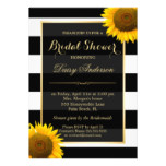 Rustic Sunflower Black White Stripes Bridal Shower Card