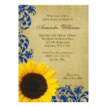 Rustic Sunflower Blue Swirls Bridal Shower Card