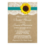 Rustic Sunflower, Kraft & Lace Bridal Shower Card