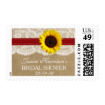 Rustic Sunflower, Kraft & Lace Bridal Shower Postage Stamp
