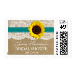 Rustic Sunflower, Kraft & Lace Bridal Shower Stamp