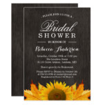 Rustic Sunflower Maple Leaves Wood | Bridal Shower Card