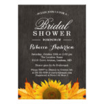 Rustic Sunflower Maple Leaves Wood | Bridal Shower Card