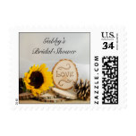 Rustic Sunflower Woodland Bridal Shower Postage Stamp