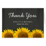 Rustic Sunflowers Black White Chalkboard Thank You Card