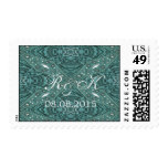 rustic turquoise western wedding save the date postage stamp