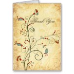 rustic vintage red floral wedding Thank You Card