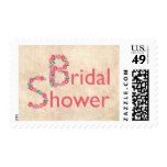 Rustic with Hand Drawn Flowers Bridal Shower Postage Stamp
