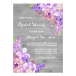 Rustic Wood Purple Flowers Bridal Shower Card