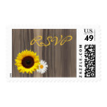 Rustic Wood Sunflower & Daisy RSVP Postage