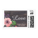 Rustic Wood Watercolor Floral Postage Stamp