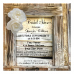 Rustic Wood White Roses Bridal Shower Invitation