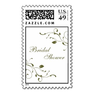 Sage Green Floral Bridal Shower Postage Stamps