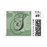 Sage green floral damask monogram - Initial S Postage