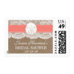 Sand Dollar Beach Bridal Shower - Coral Postage Stamp