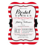 Scarlet Red Stripes; Elegant Bridal Shower Card