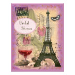 Shabby Chic Eiffel Tower & Red Wine Bridal Shower Card