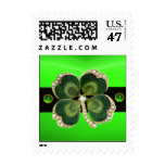 SHAMROCK JEWEL WITH PEARLS AND GREEN GEMSTONES STAMP