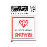 Shiny Diamond Bridal Shower Postage (Black / Red)