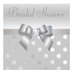 Silver Bow, Diamond & Polka Dots Bridal Shower Card