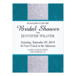 Silver Glitter and Aqua Teal with Swirly Design Card