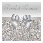 Silver Printed Sequins Bow & Diamond Bridal Shower Card