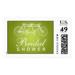 Simple Bridal Shower Tandem Bike Lime Green Stamp