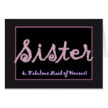 SISTER Thank You Maid of Honour - Plaid Lettering Card