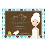 Spa Day Polka-dots Bridal Shower Invite (aqua)