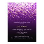 Sparkling lights purple wedding bridal shower card