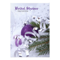 Sparkling Purple Ornaments Bridal Shower Card