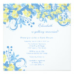 Spring Floral Bridal Shower Invitation Yellow Blue