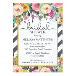 Spring Flowers and Chalkboard Stripes Shower Card