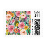 Spring Rose Garden Painted Floral Postage Stamps