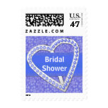 Stylish Blue Heart Bridal Shower Stamp