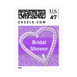 Stylish Purple Heart Bridal Shower Stamp