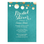 Stylish Teal Green Gold Dots Bridal Shower Card