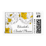 Stylish Yellow Floral Bridal Shower Postage Stamp