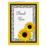 Sunflower Damask Wedding Shower Thank You Card
