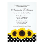 Sunflower White and Black Polka Dot Bridal Shower Card