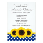Sunflower White and Blue Polka Dot Bridal Shower Card