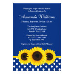 Sunflowers Blue and White Polka Dot Bridal Shower Card