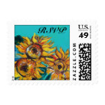 SUNFLOWERS IN BLUE TURQUOISE SUMMER PARTY Rsvp Postage