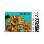 SUNFLOWERS IN BLUE TURQUOISE SUMMER PARTY Rsvp Postage