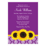 Sunflowers Purple and White Damask Bridal Shower Card