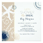 Tan Navy Blue Ivory Beach Bridal Shower Card