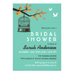 Teal Bird Cage Flower Bridal Shower Invitation