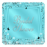 Teal Blue Black White Butterfly Bridal Shower Card