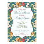 Teal Floral Bridal Shower Invitation Autumn